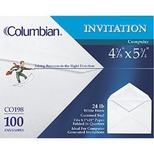 White invitation envelope 4-3 / 8 x 5-3 / 4"