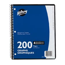 Spiral Notebook Quadruled 4 squares/inch. 200 pages
