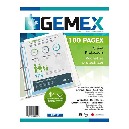 Pagex™ Transparent Page Holder Letter size. Heavyweight 0.003". box of 100
