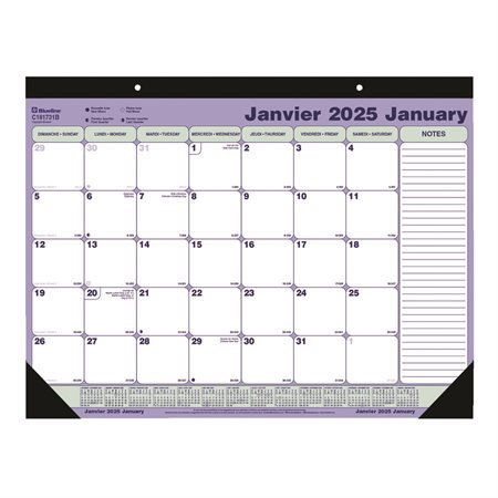 Calendrier sous-main mensuel (2024) 21-1 / 4 x 16 po bilingue