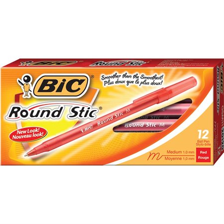 Round Stic™ Ballpoint Pens Medium point red