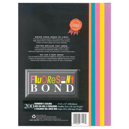 Fluorescent Bond paper Fushia, teal, solar yellow, orange, purple