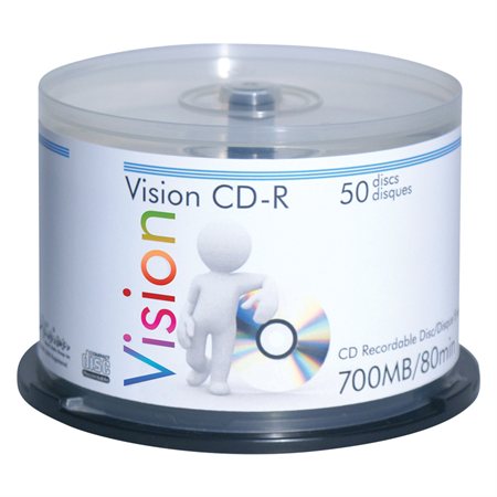 52x writable CD-Rom Package of 50, on spindle.