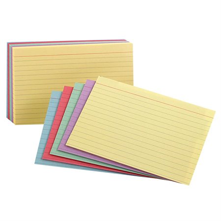 Coloured Assorted Ruled Index Cards 3 x 5"