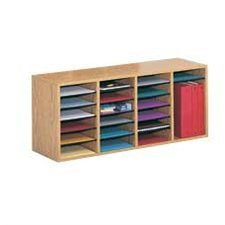 Wood Mailroom Organizer 24 compartments, 39-1/4 x 11-3/4 x 16-1/4 in. H oak