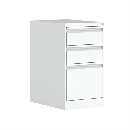 Metal Pedestal With Two Single Drawers and One File Drawer white