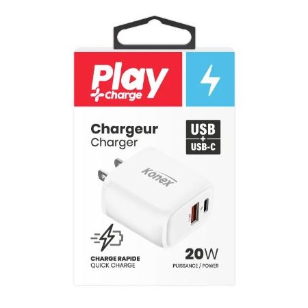 CHARGEUR MURAL USB + USB-C