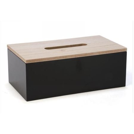 BLACK TISSUE BOX WITH WOODEN LID