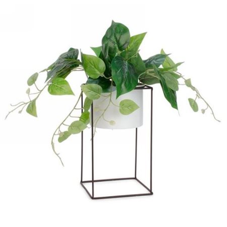 PLANTE FEUILLAGE POT BLANC + SUPPORT