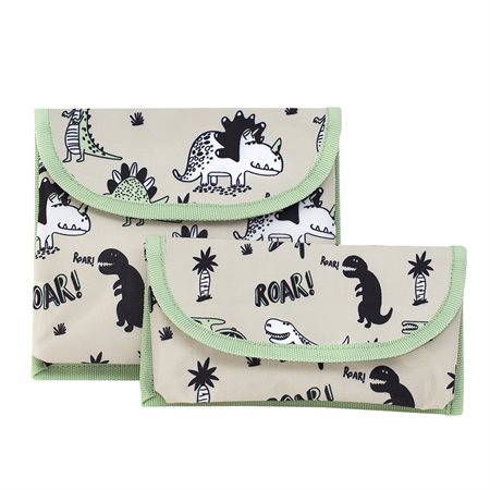 Dinosaur Back-To-School Accessory Collection by Gazoo sandwich and snack pouches