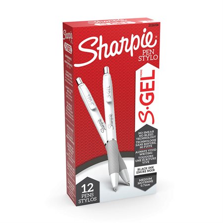Stylo Sharpie S.Gel rétractable 0,7 mm encre noire, blanc