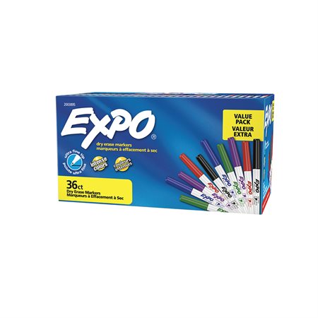Expo® Low Odour Dry Erase Whiteboard Marker Ultra-fine. Box of 36 assorted colours