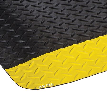 Industrial Deck Plate Anti-Fatigue Mat 24 x 36 in. black with yellow border