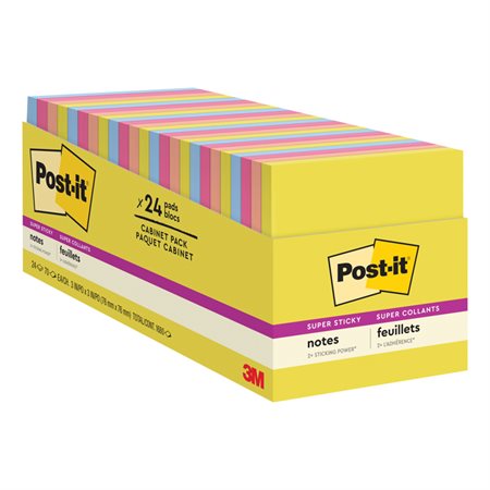 Post-It® Super Sticky Notes - Summer Joy Collection Plain 3 x 3 (pkg 24)