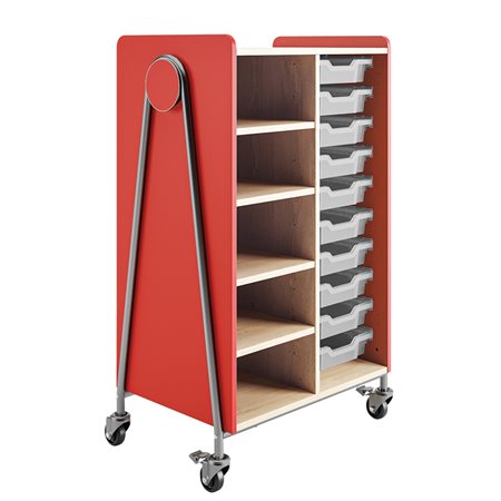 Whiffle Storage Cart - 4 Shelves and 10 Trays red
