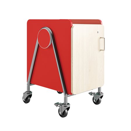 Whiffle Storage Cart - 4 Trays with Locking Door red