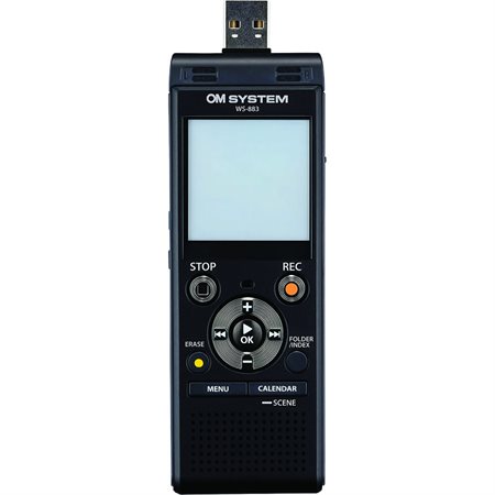 OM System WS-883 Digital Voice Recorder with USB-A Battery Charging