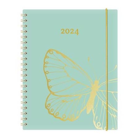 Agenda Maxwell Kibo-OR-V 2024, Vert avec papillon Hebdomadaire