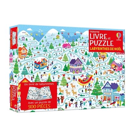 Les labyrinthes de Noël : Coffret livre et puzzle