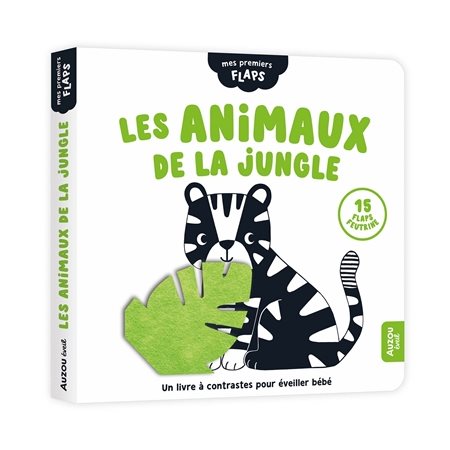 Les animaux de la jungle : un livre à contrastes pour éveiller bébé
